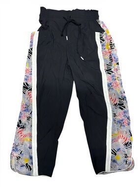 Free People Movement Black Track Pants with Floral Side Panels Sz S